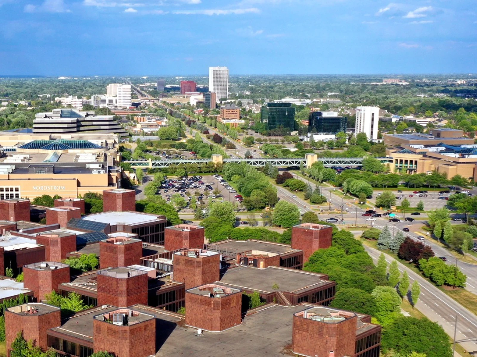 Troy skyline looking east from Coolidge Highway and Big Beaver Road