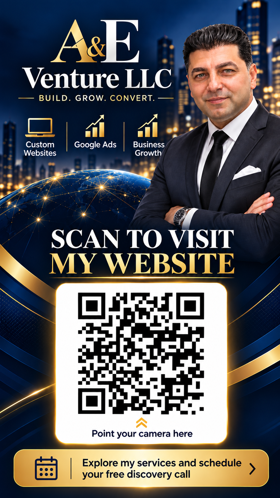 Scan to Visit My Website — A&E Venture campaign artwork